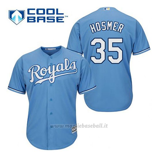Maglia Baseball Uomo Kansas City Royals Eric Hosmer 35 Powder Blu Alterner Cool Base